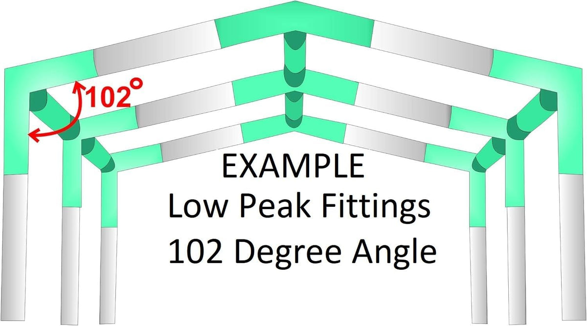 6 Leg Style Carport Canopy EMT Pipe Fittings Low Peak Connectors with 102 Degree Angle (Choose