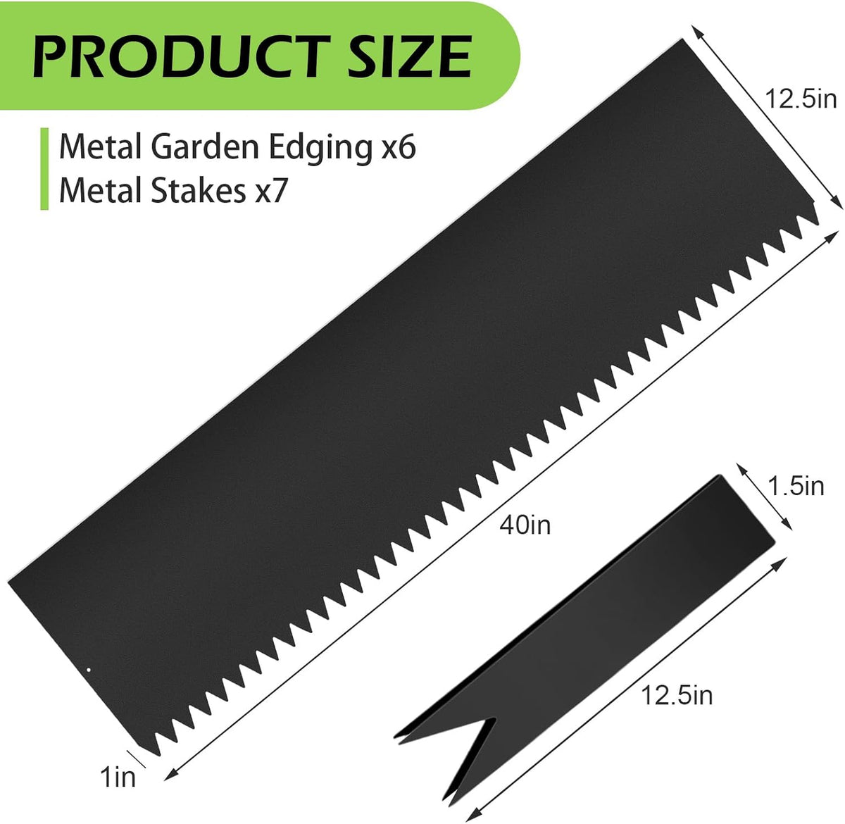6PCS Galvanized Steel Landscape Edging Kit, 40" L x 12.5" H (20ft Total) Steel Landscape Lawn