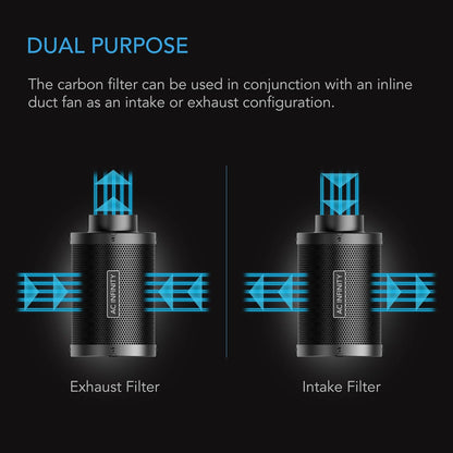 AC Infinity Air Carbon Filter 10" with Premium Australian Virgin Charcoal, for Inline Duct Fan