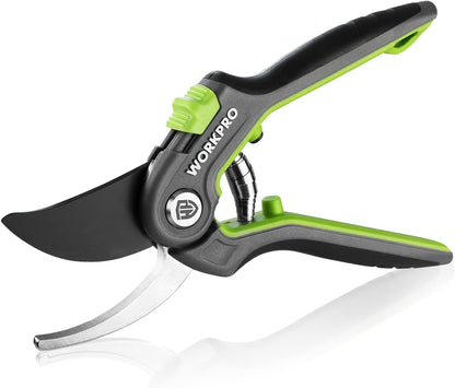 WORKPRO Bypass Pruning Shears, 8’’ Stainless Steel Gardening Hand Pruner, Professional Garden