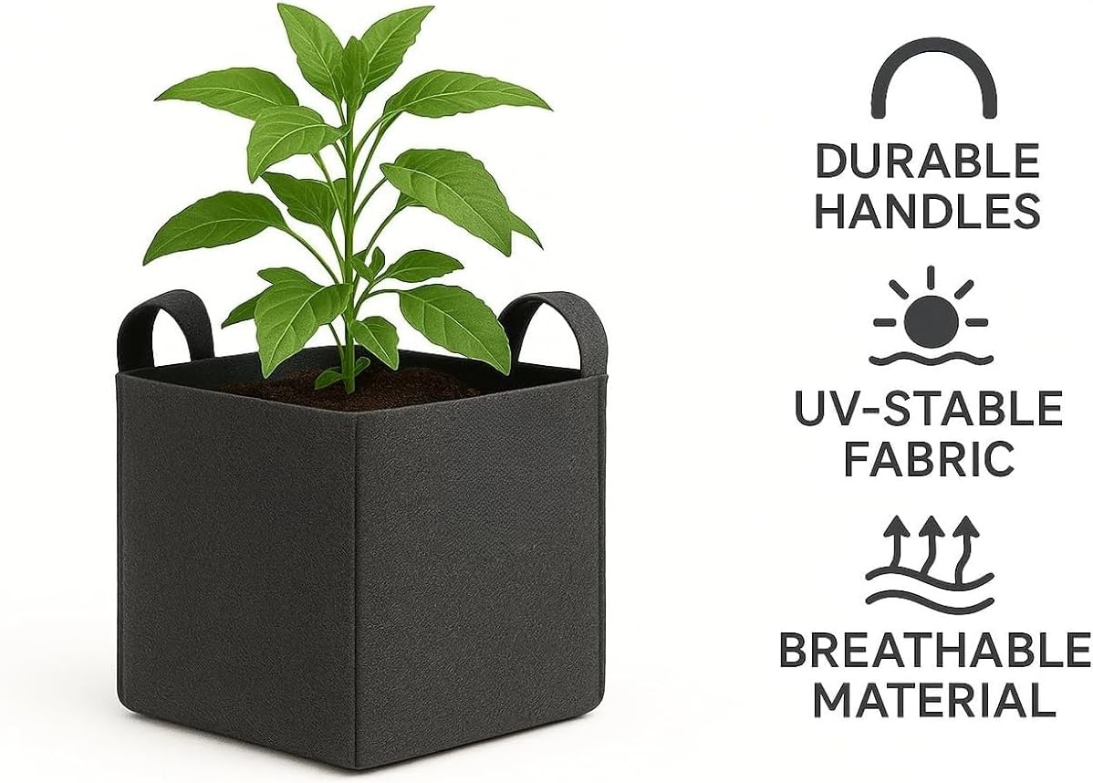 Square Geo Fabric Grow Bag 400 GSM Durable Breathable UV Resistant Reusable Plant Container for