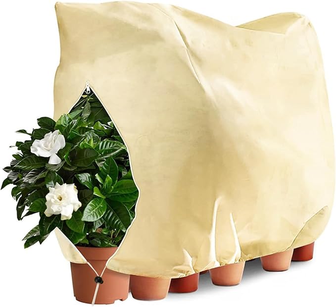 LangRay Plant Covers Freeze Protection, Winter Frost Cloths 2.8oz/yd² with Zipper and Drawstring
