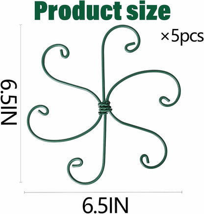 Monstera Plant Stem Support - 5 Pack 6.5"x6.5" Green Metal Stem Stabilizers, Adjustable Ring Clamps