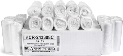 Aluf Plastics High Density Trash Bags, 16 Gallon, 1000 Count, 8 Micron (eq), 24" x 33", Clear, for