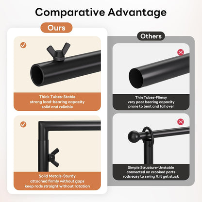Over The Table Rod Stand with Clamps, Adjustable 32''-79'' Tall 32"-131" Length, Black Table Arch