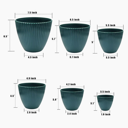 7.5/6.5/5.5/4.9/4.2/3.5 Inch Plant Pots with Saucers & Drain Holes - Indoor/Outdoor Flower Pots for