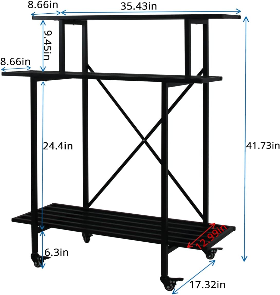 Zhongma 3 Tier Sturdy Plant Stand with Wheels, Heavy Duty Plant Holder for Home Indoor and Outdoor