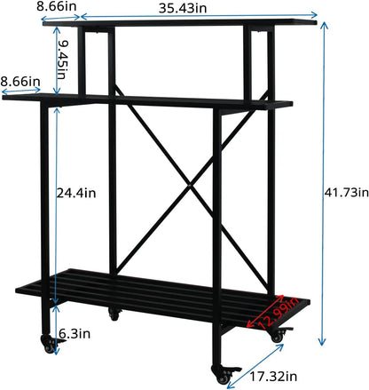 Zhongma 3 Tier Sturdy Plant Stand with Wheels, Heavy Duty Plant Holder for Home Indoor and Outdoor
