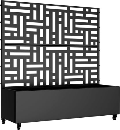 Casaphoria Metal Raised Garden Bed with Trellis and Wheels, 47"x47"x16" Planter Box for Climbing