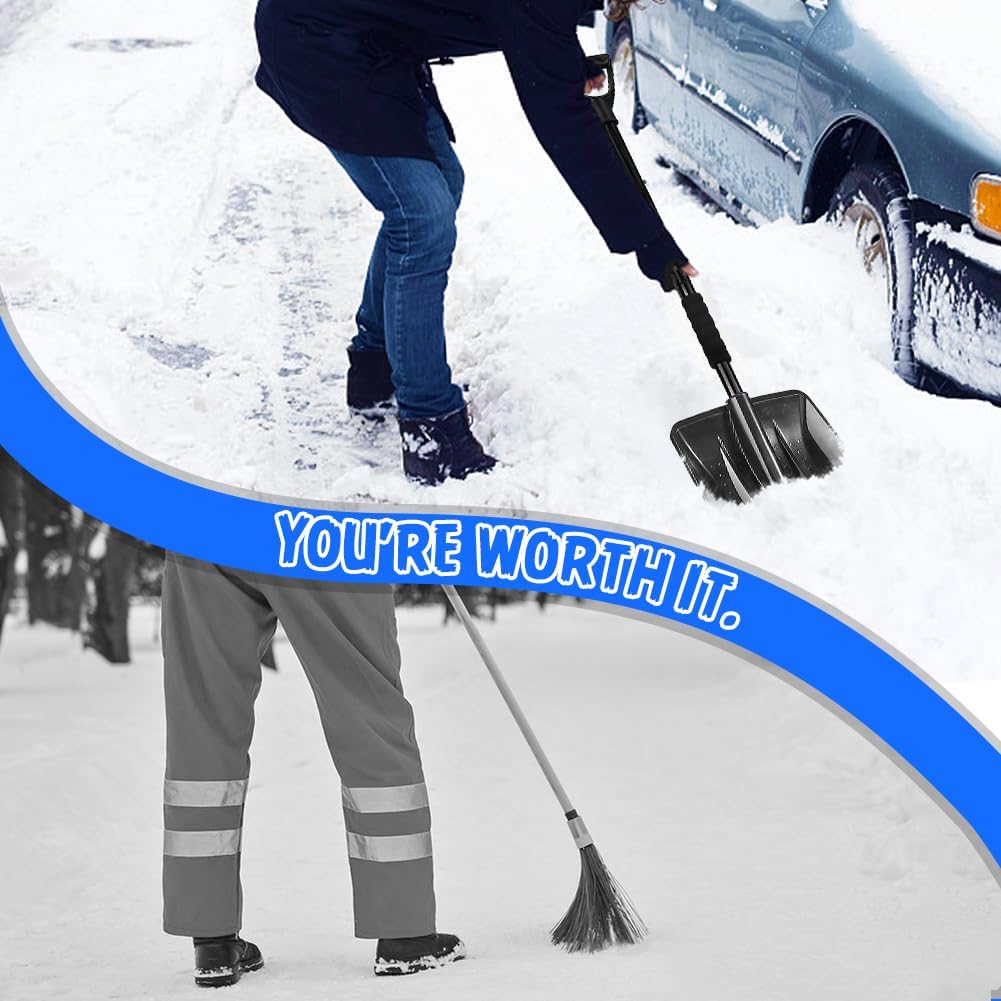 Snow Square Shovel, Shovels for Digging with D-Handle, Overall 41-Inch Long Garden Shovel for Car