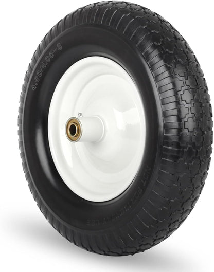 4.80/4.00-8" Flat-Free Tire and Wheel 16" Solid Wheelbarrow Tire, 6" Centered Hub, 5/8" Axle Bore