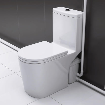 WinZo 450W Macerator Pump Toilet For Basement,Elongated 17-inch Tall Comfort Seat,Powerful