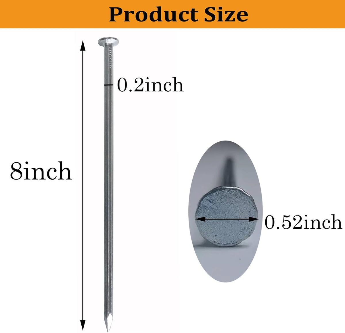 Metal Stakes, 8 Inch 22Pcs Galvanized Landscape Spikes,Garden Nails for Turf,Weed Barriers,Tent and