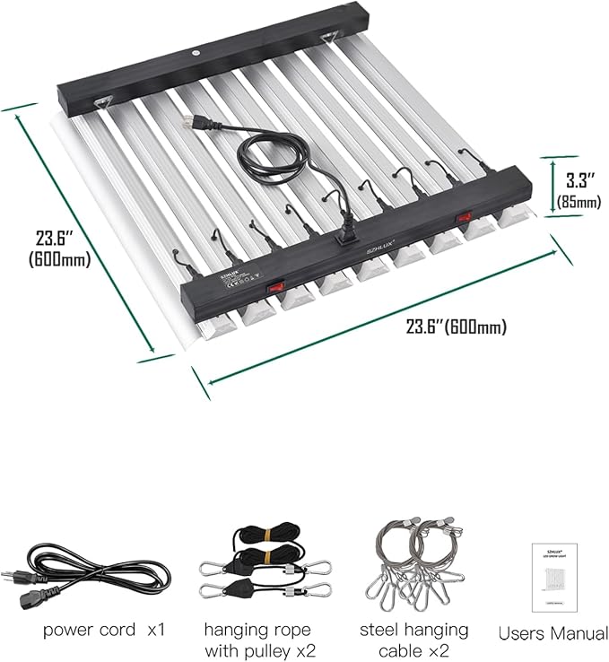 SZHLUX 400W LED Grow Light 4×4ft Coverage with Double Switches, Full Spectrum Grow Light for Indoor