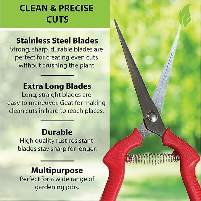 Garden Guru Extra Long Stainless Steel Pruner Pruning Shears Clippers Snips Sharp Bonsai Cutter
