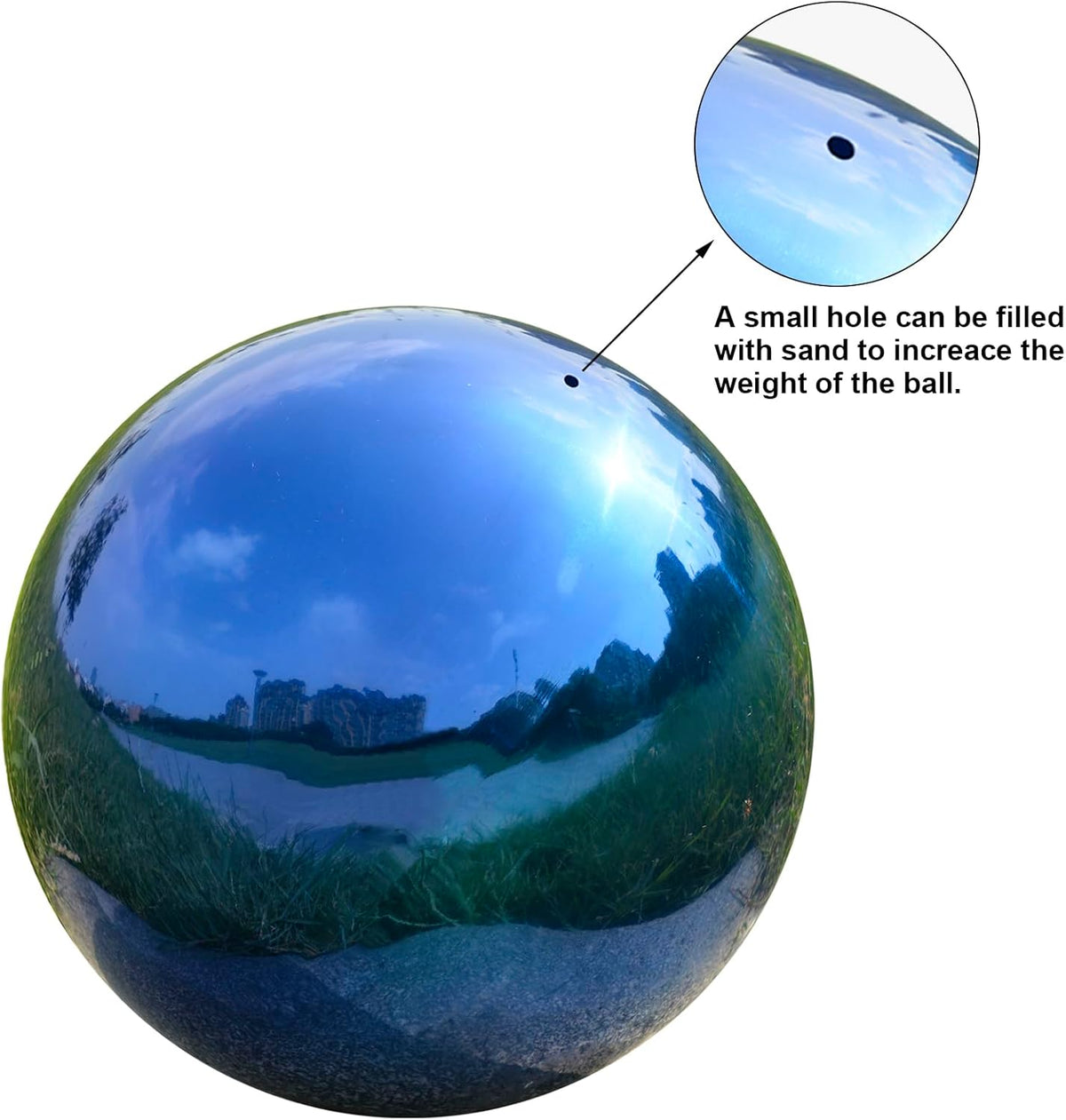 Nerien 10 Inch Gazing Ball, Stainless Steel Garden Mirror Globe, Polished Ornament Sphere, Hollow