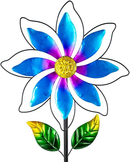 14'' Wind Spinners Outdoor, Flower Metal Garden Wind Spinners Outdoor, Kinetic Wind Sculptures &