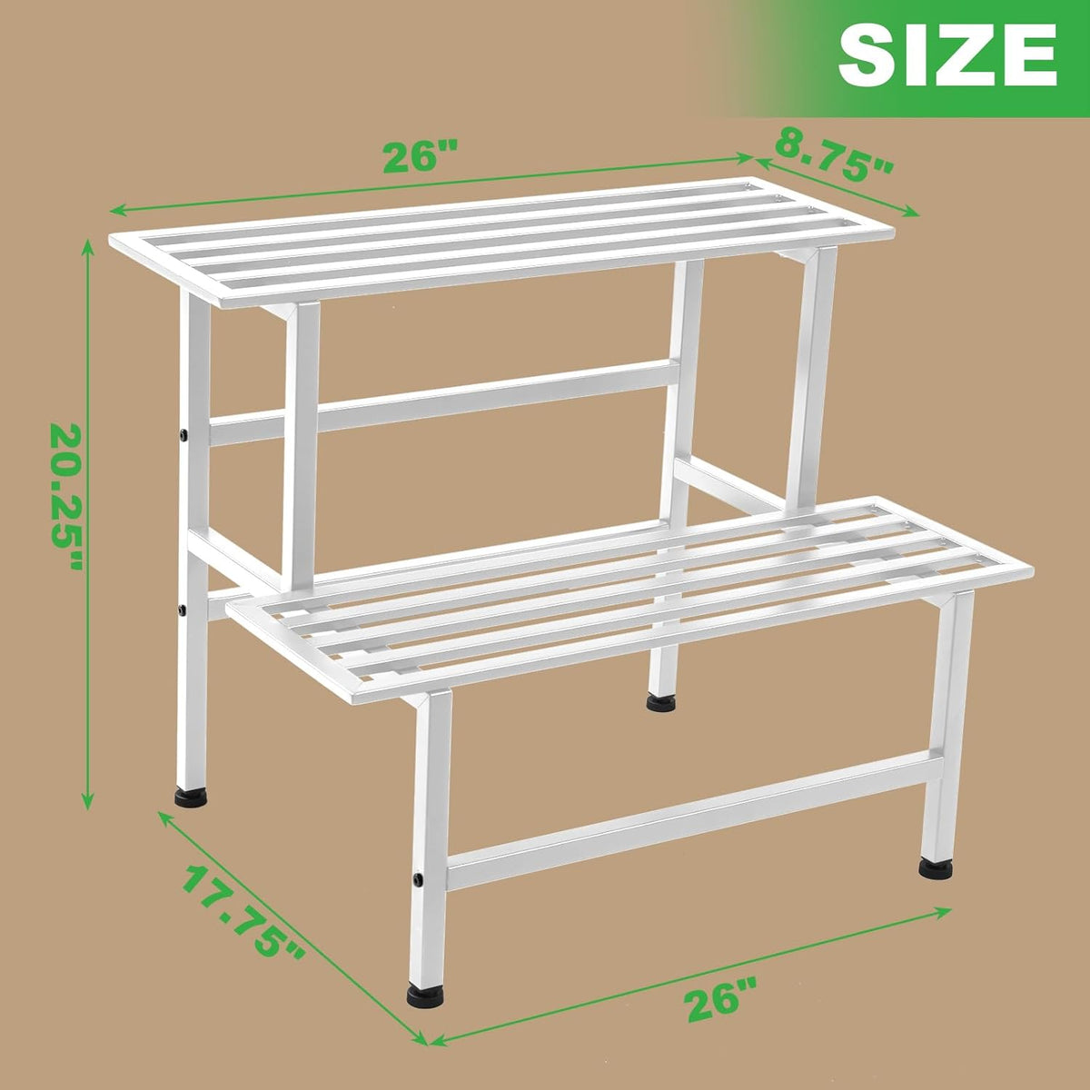 Metal Plant Stand Outdoor Plant Shelf Indoor,2 Tier Heavy Duty Ladder Plant Stands for Multiple