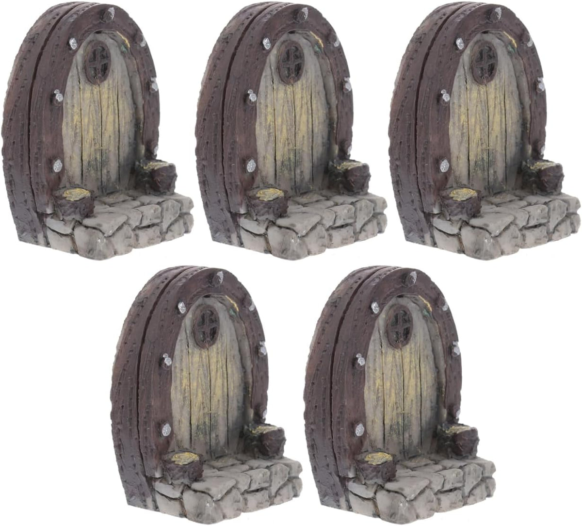Mipcase Mini Garden Furniture Resin Simulation Wood Door for Micro Landscapes 5pcs Miniature Door