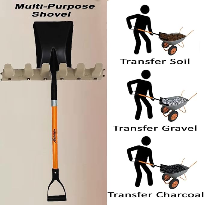 Ashman Heavy-Duty Transfer Shovel (1-Pack) with 41-Inch long Durable Handle and Blade- Ideal for