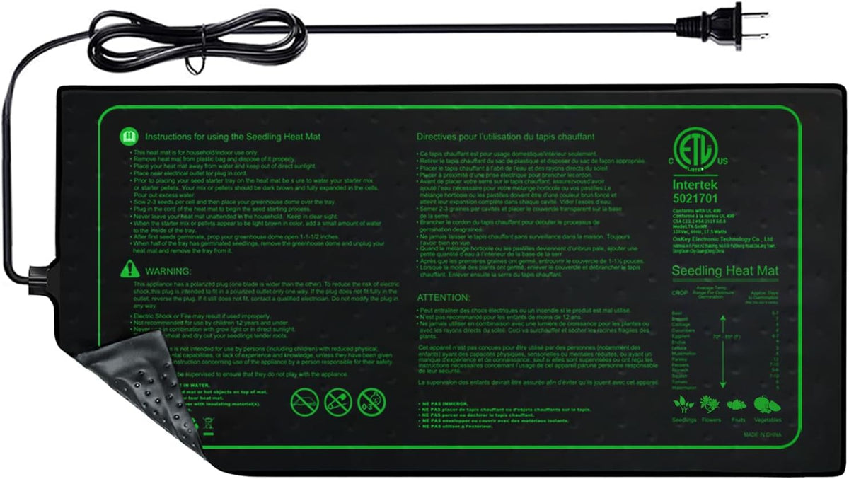 Upgrade 20" x 10" Durable Waterproof Seedling Heat Mat with ETL Certified, Warm Hydroponic Heating