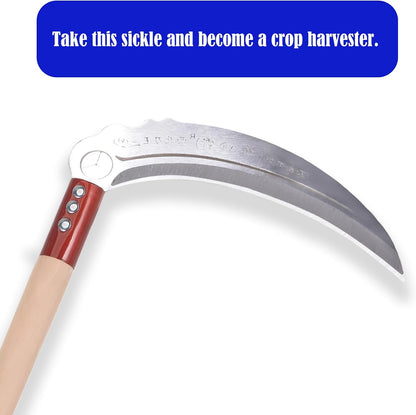1pce 470mm/18.5in Carbon Steel Billhook Brush Clearing Sickle for Grass,Weeding Tools for