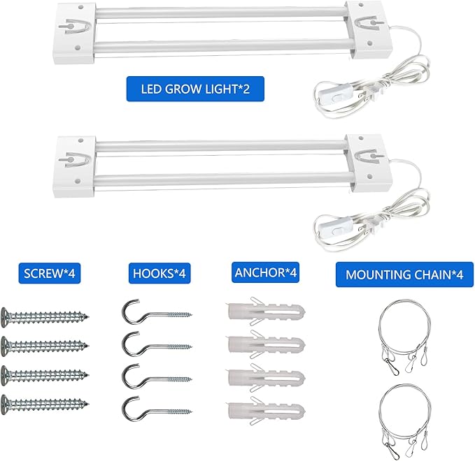 LED Grow Lights 16W Full Spectrum Integrated Growing Lamp Lighting Fixtures with High PPFD for