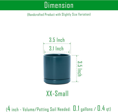 D'vine Dev Set of 2 Plants Pots, 3.5 Inch Ceramic Planter Pot for Plants with Drainage Hole and