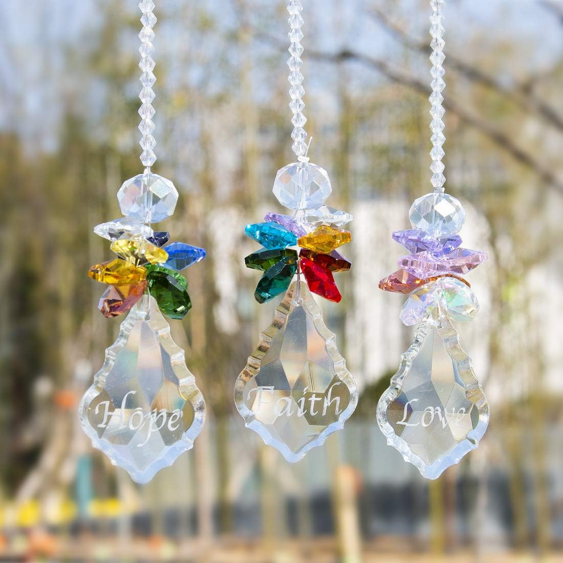 H&D HYALINE & DORA Glass Crystal Rainbow Angel Ornament Chakra Hanging Suncatcher Window Sun