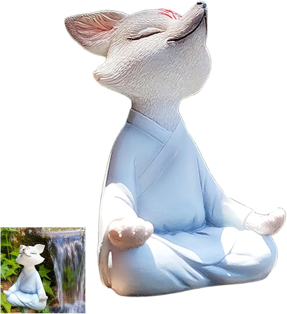 Meditating Buddha Fox Statue Resin Zen Animal Sculpture Yoga Figurine Indoor Outdoor Fengshui Decor