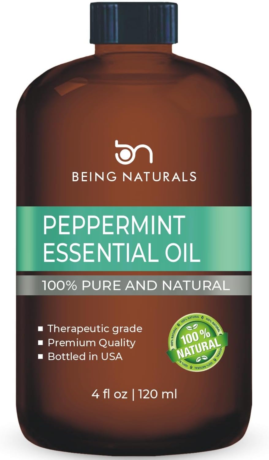 Peppermint Essential Oil - Huge 4 FL OZ - 100% Pure & Natural – Premium Natural Oil with Glass