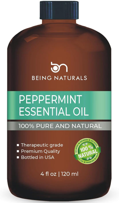 Peppermint Essential Oil - Huge 4 FL OZ - 100% Pure & Natural – Premium Natural Oil with Glass