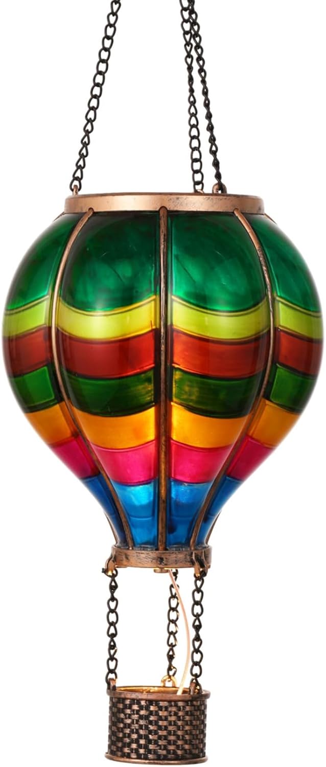 TERESA'S Collections Valentines Day Outdoor Decorations Hot Air Balloon Solar Lantern ,Hanging