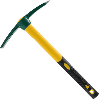 KEILEOHO 17.7 Inches Pick Mattock Hoe, Forged Weeding Garden Pick Axe with Rubber Handle, Weeding