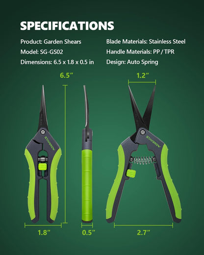 6.5" Pruning Shears for Gardening, Sharp Plant Trimming Scissors for Precise Cuts, Stainless Steel