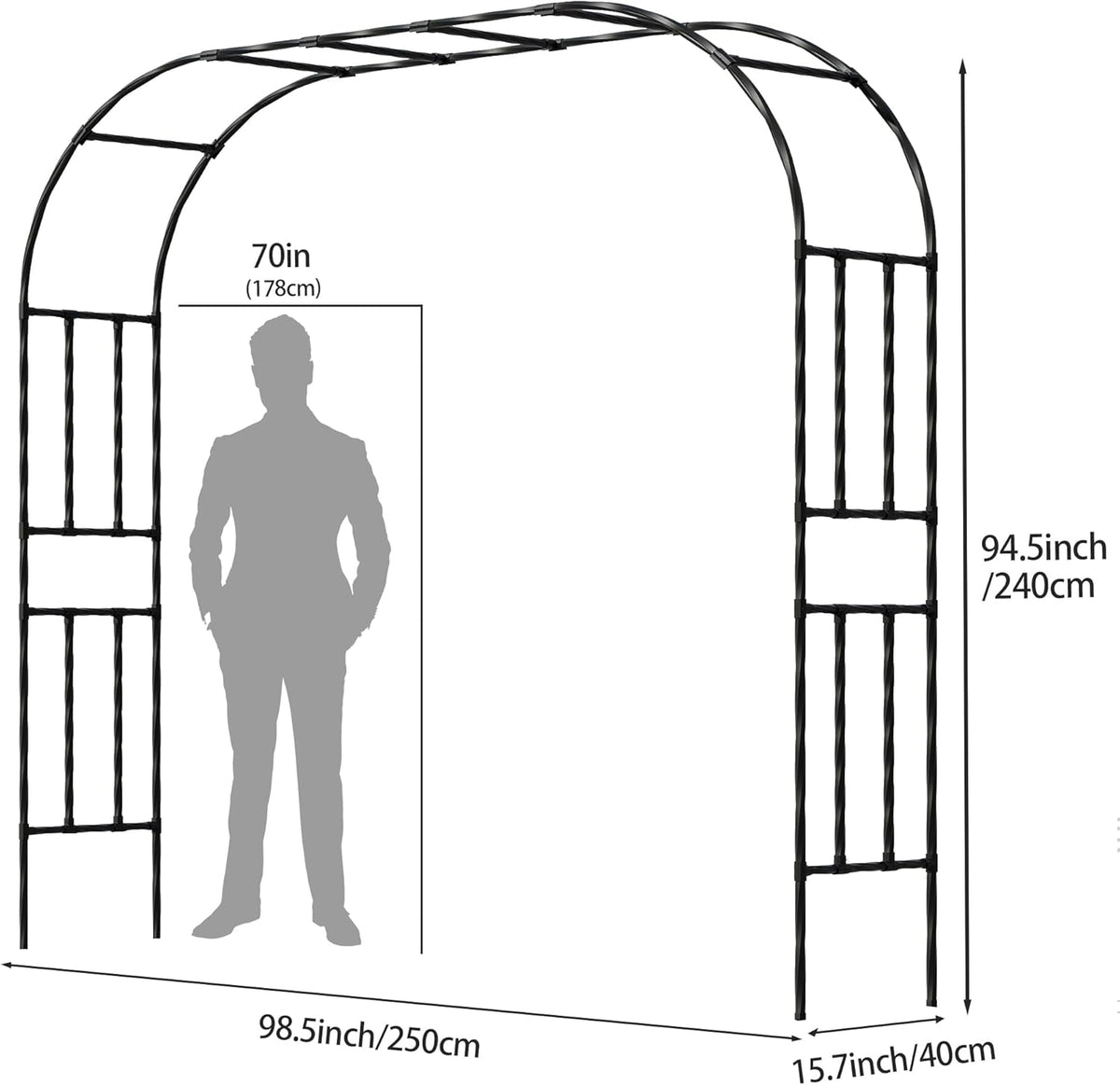Garden Arch Trellis, Trellis Arch for Climbing Plants Outdoor, 8.2 x 7.9FT Metal Full Garden Arbor
