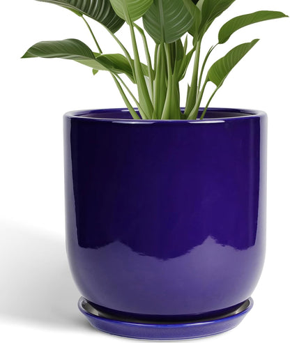 Ceramic Planter - 12 Inch Pots for Plants Ceramic Plant Pot Indoor with Drainage Hole and Saucer