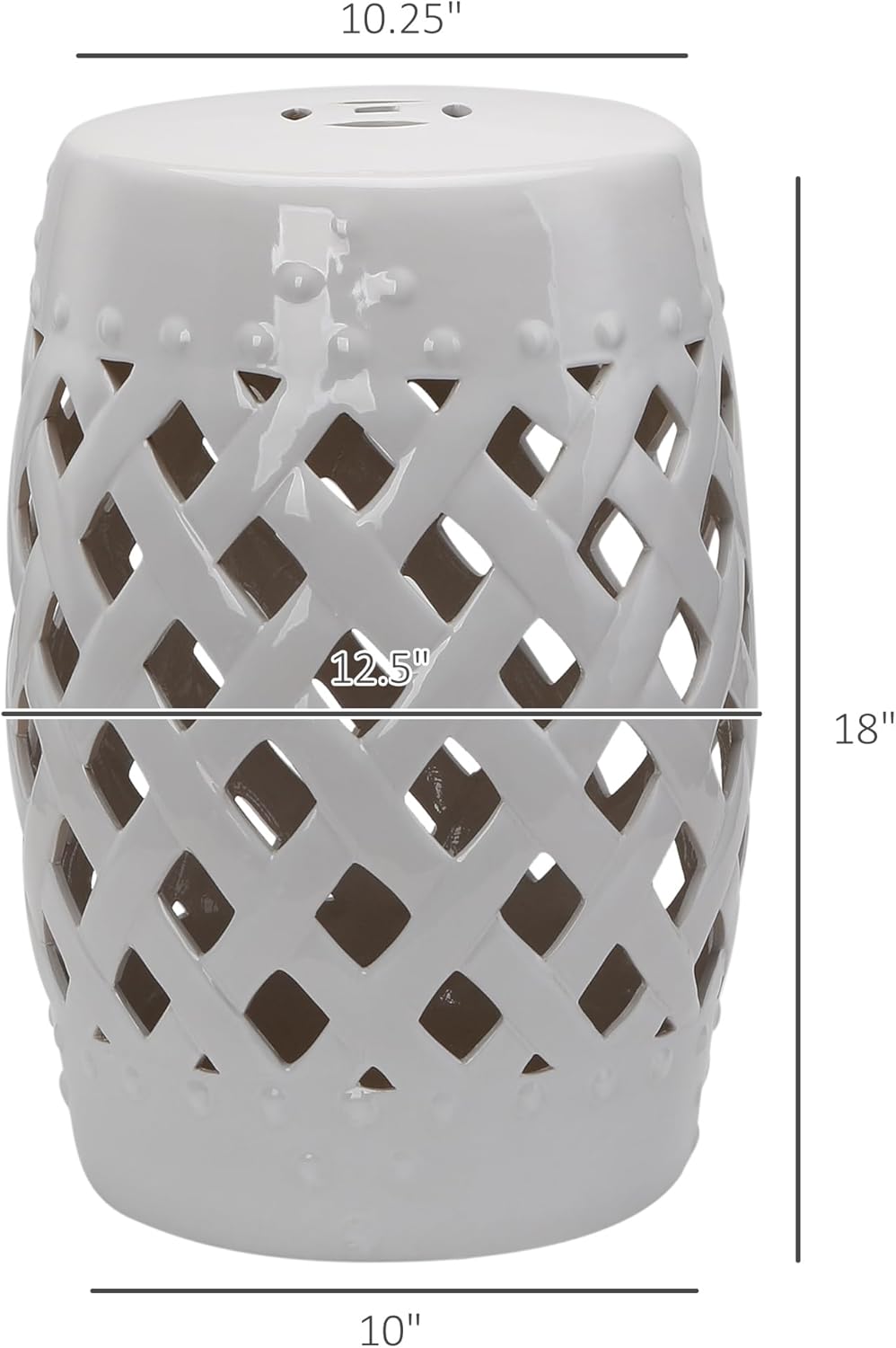 Outsunny 13" x 18" Ceramic Garden Stool with Woven Lattice Design & Glazed Strong Materials