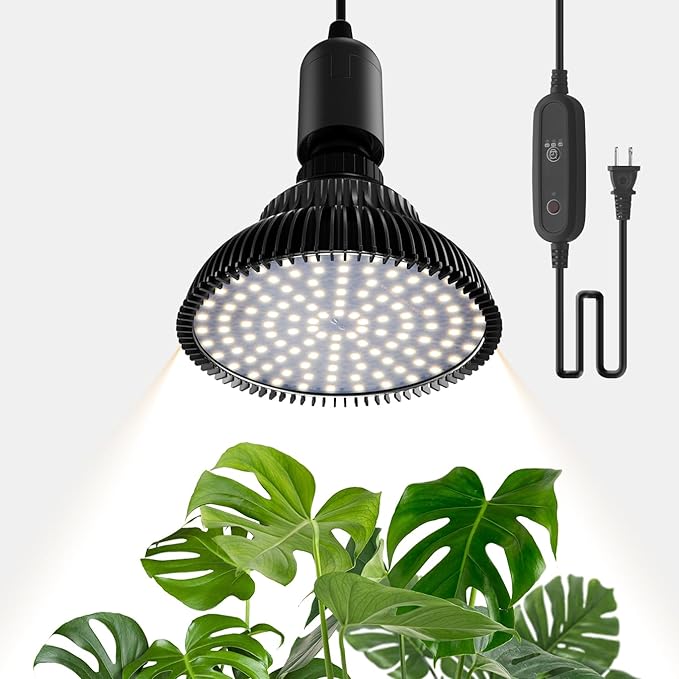 Hanging Grow Lights for Indoor Plants, 25W 5000K, LED Hanging Grow Light with Timer, Height