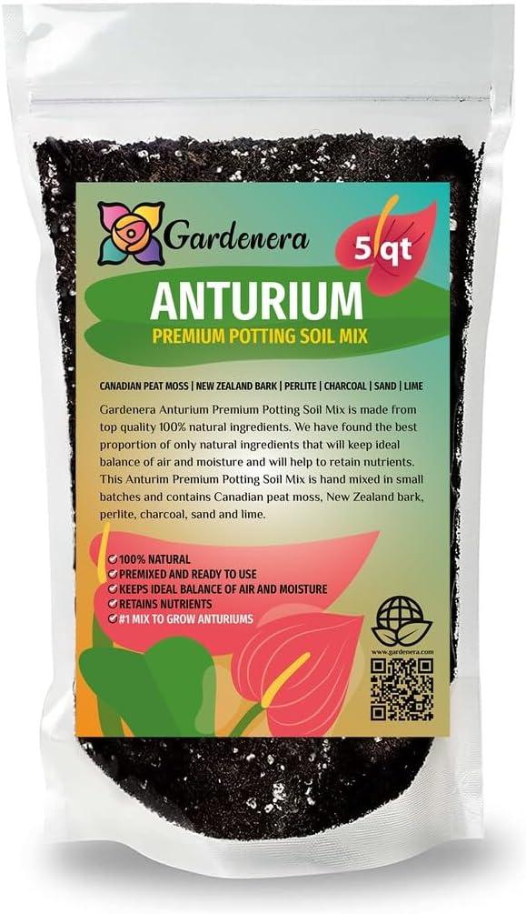 Premium Anthurium Potting Soil by Gardenera - Unlock The Full Potential of Your Plants - 5 QUARTS
