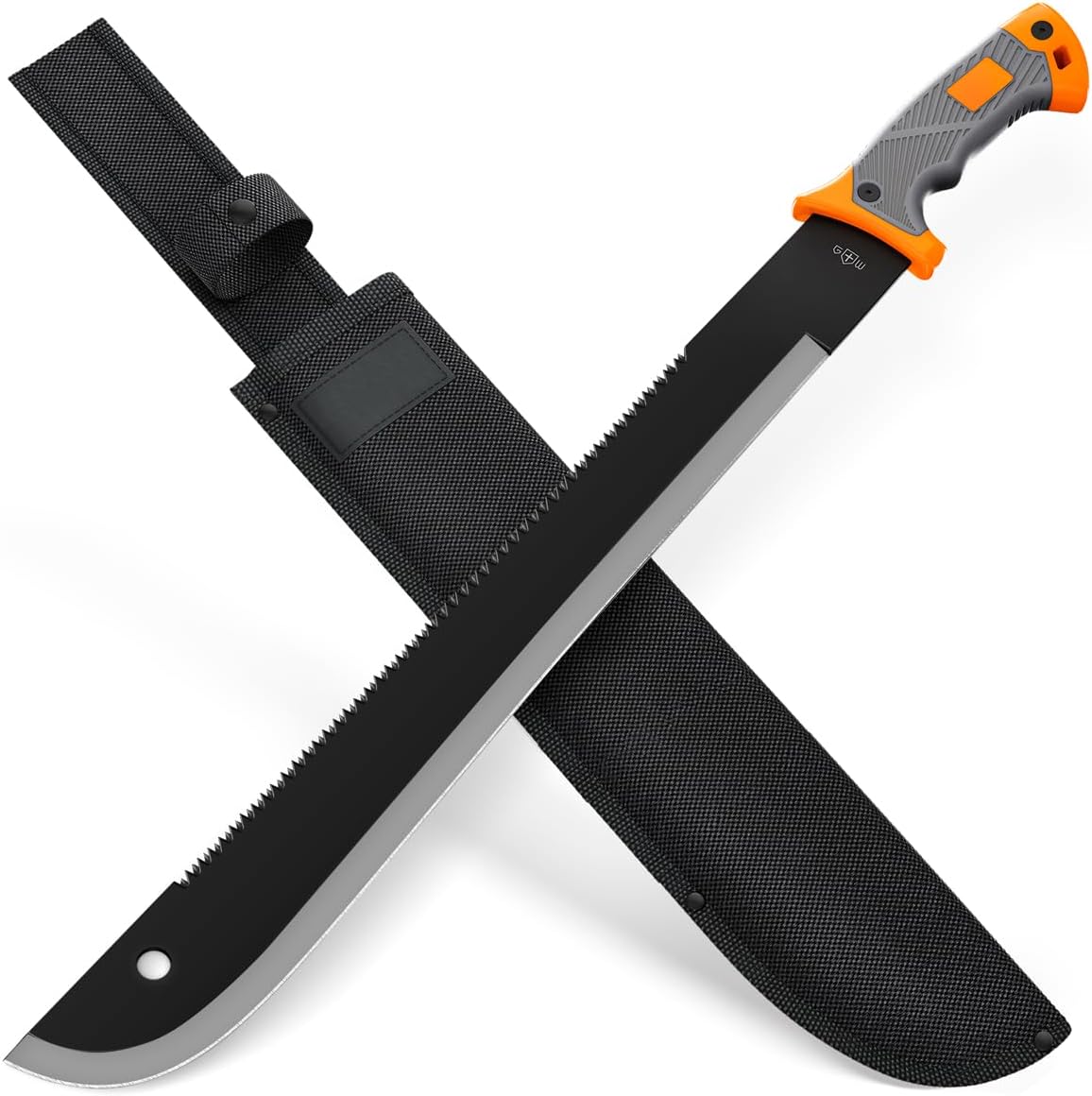 Machete with Saw - 25” Heavy Duty Tool & Sheath - Ergonomic No-Slip Handle - Survival Knife with