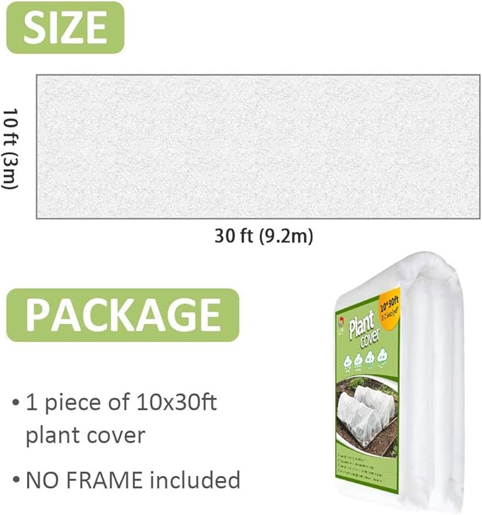 Plant Covers Freeze Protection,10Ft x 30Ft 1.0 oz/yd² Reusable Floating Row Cover, Freeze