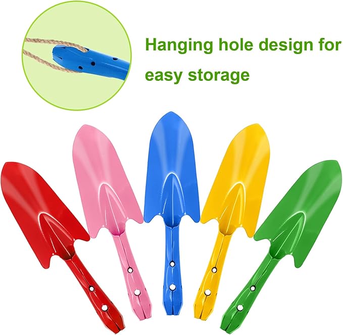 Nicunom 10 Pack Colorful Metal Hand Shovels, Garden Trowel Set Small Gardening Hand Tools for Soil