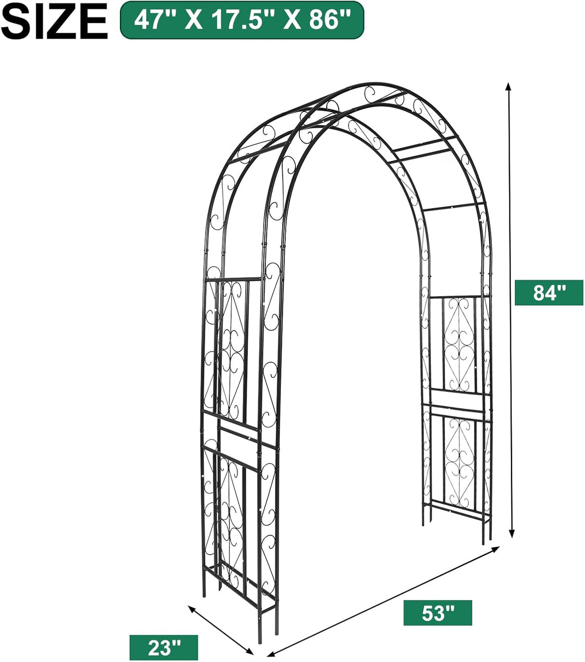 Metal Garden Arch 7.0ft High X 4.5ft Wide Garden Arbor for for Climbing Plants Roses Vines, Wide