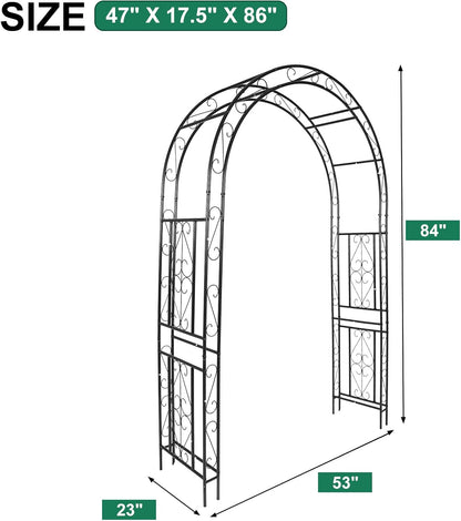 Metal Garden Arch 7.0ft High X 4.5ft Wide Garden Arbor for for Climbing Plants Roses Vines, Wide