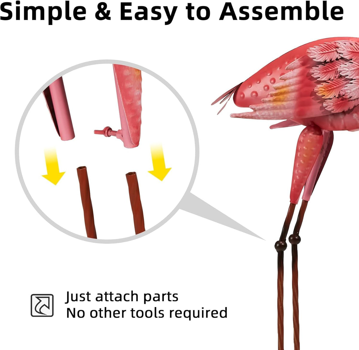Metal Flamingo Garden Statue, 40" Tall Outdoor Decor Flamingos Yard Art Sculptures and Statues
