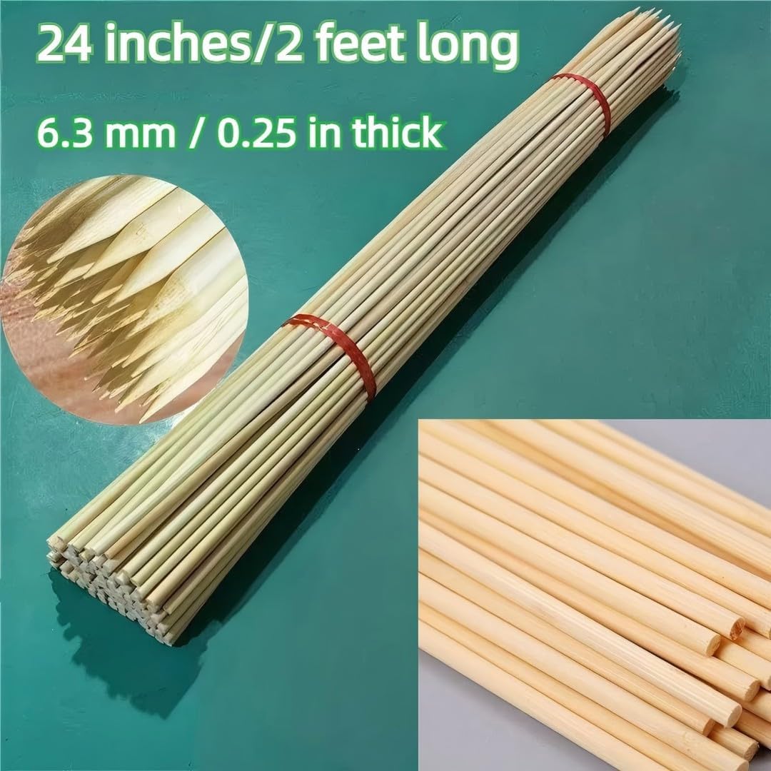 100 PCS 2FT (24 Inch) Bamboo Plant Stakes – Natural Bamboo Sticks for Indoor & Outdoor Plants