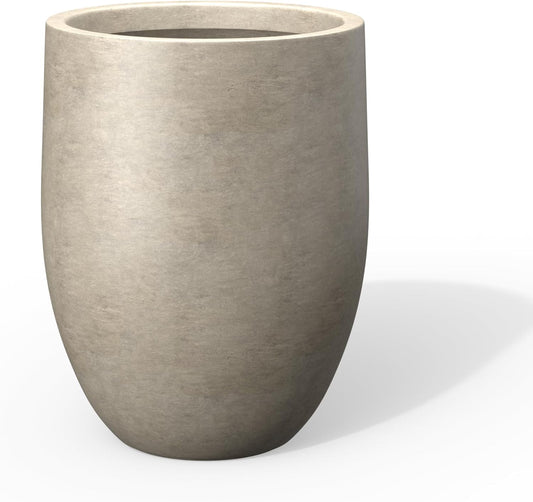 Kante Tall Concrete Planter, 21.7-Inch Height Weathered Concrete Large Indoor Outdoor Plant Pot