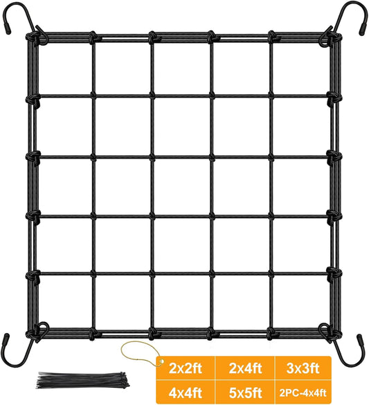 Scrog Net 2x2 Trellis Net for Grow Tent, Elastic Heavy Duty Trellis Netting with Hooks for Indoor