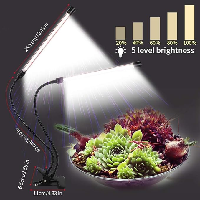 GHodec Grow Light,Full Spectrum White 84 LED Clip Plant Lights for Indoor Plants Growing, 4/8/12H